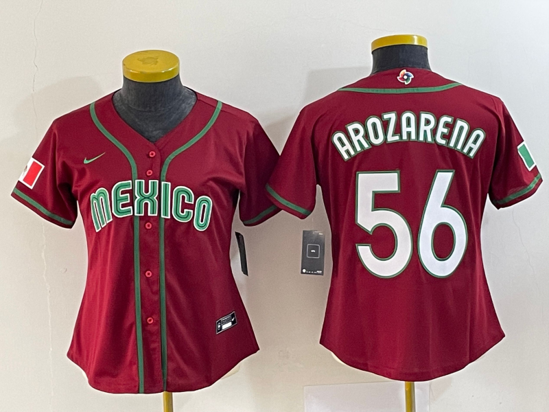 Youth Mexico Baseball #56 Randy Arozarena 2023 Red World Baseball Classic With Patch Stitched Jersey